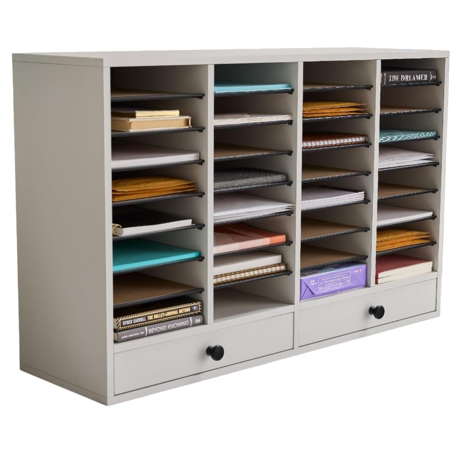 Safco-9494GR-Literature-Organizer-with-Drawers-Gray-Finish-32-Slot