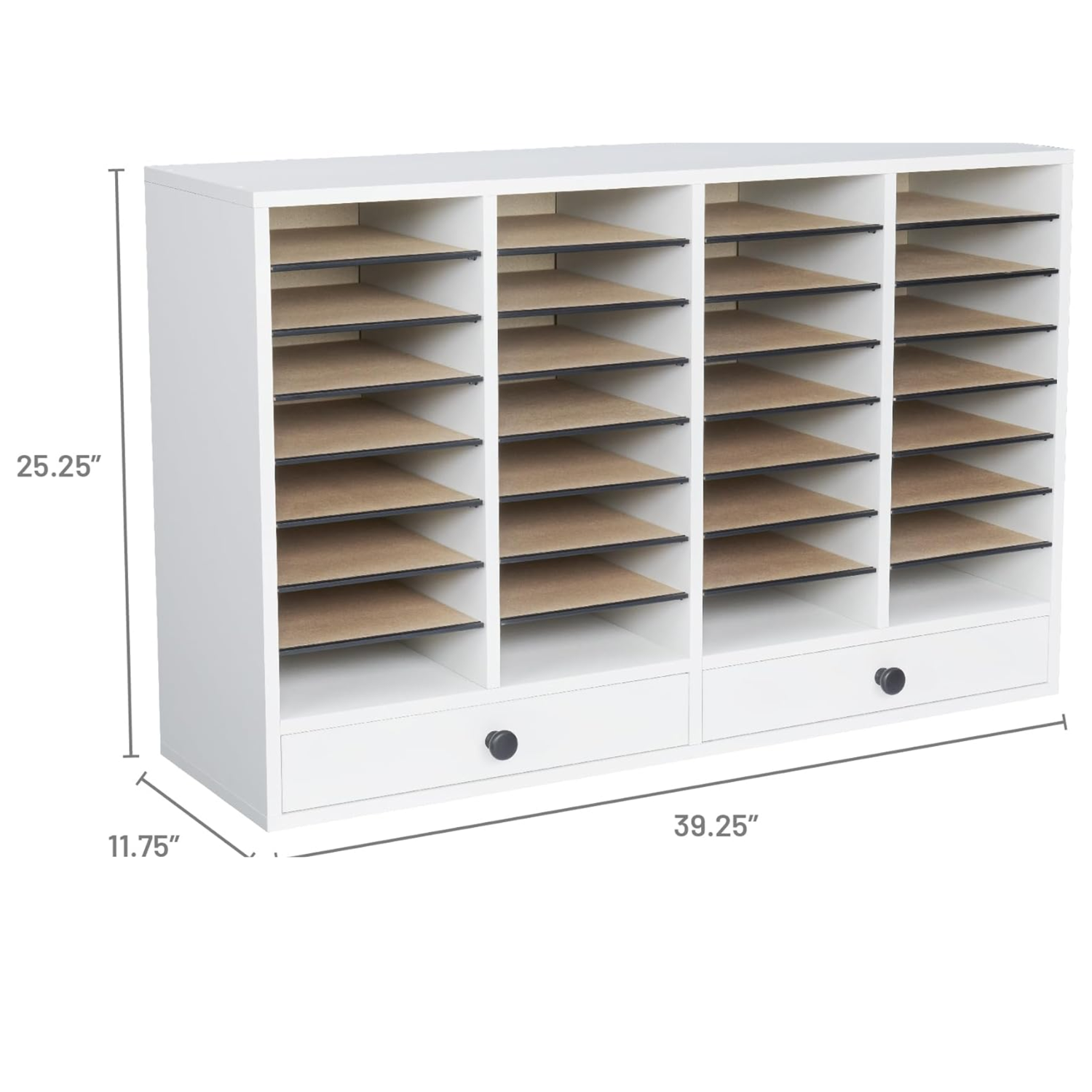 Safco-Gray-Wood-Adjustable-Literature-Organizer-32-Compartment-Drawers