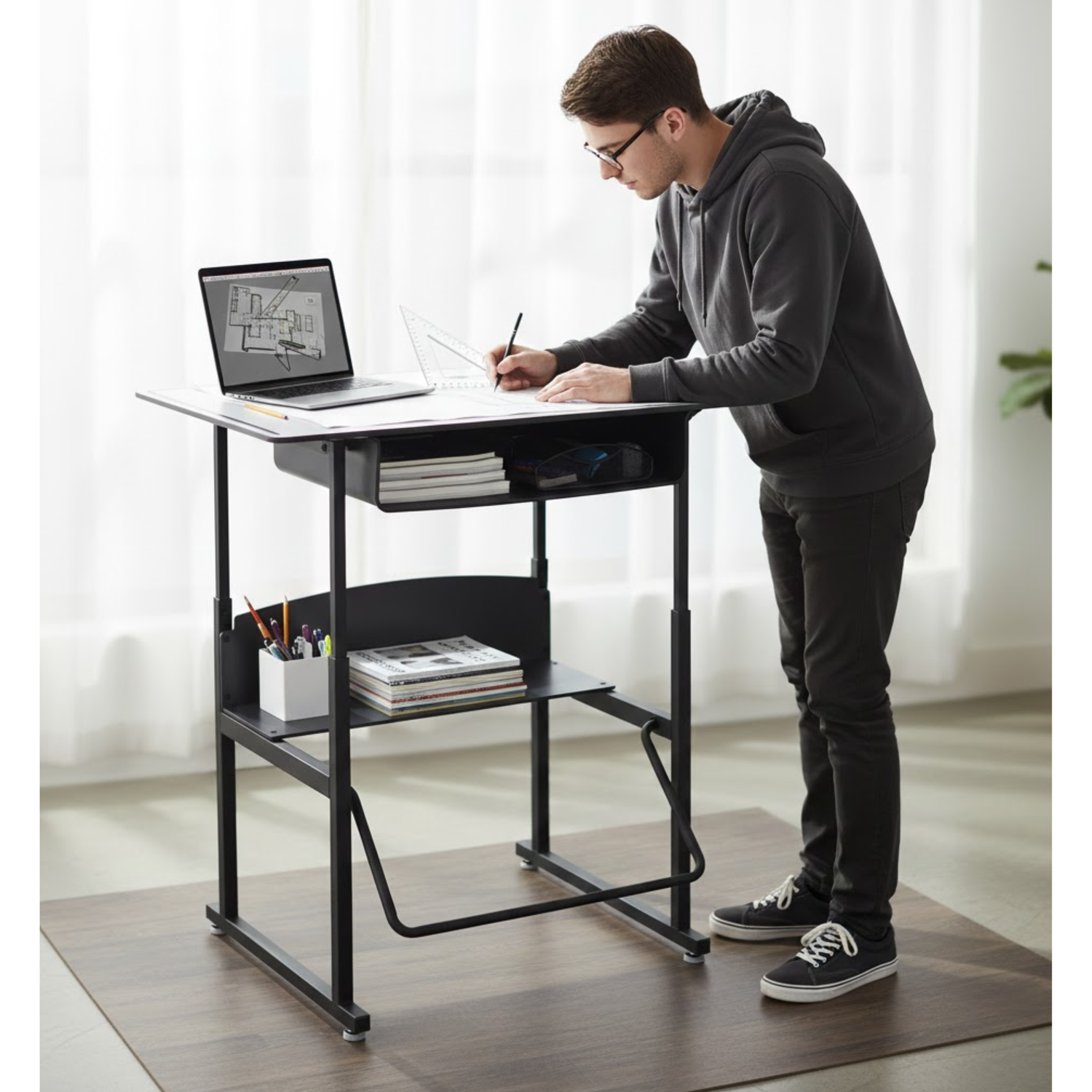 Safco-Height-Adjustable-Desk-Gray-Premium-Top-36-inch-by-24-inch-school-furniture