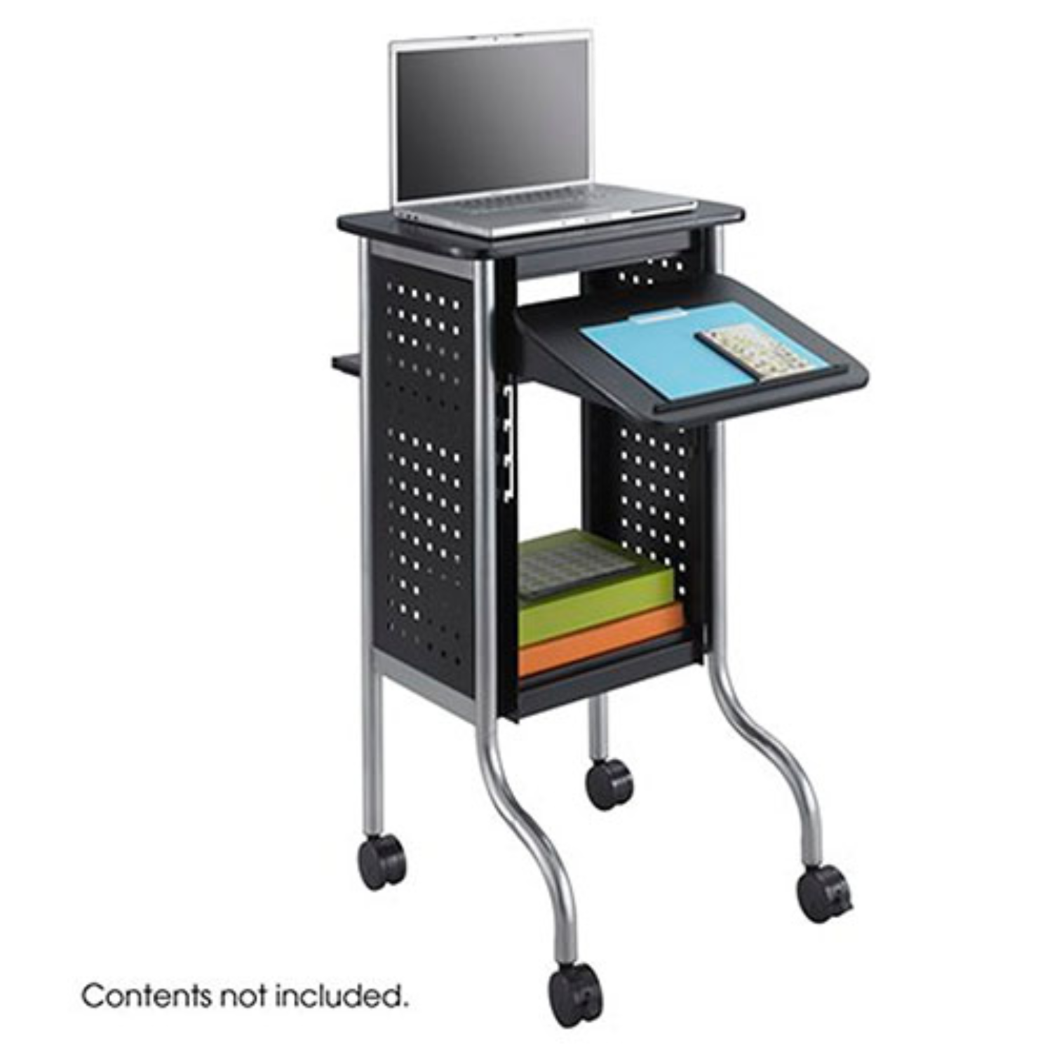 Safco-Three-Shelf-Presentation-Cart-Black-Rolling-AV-Equipment