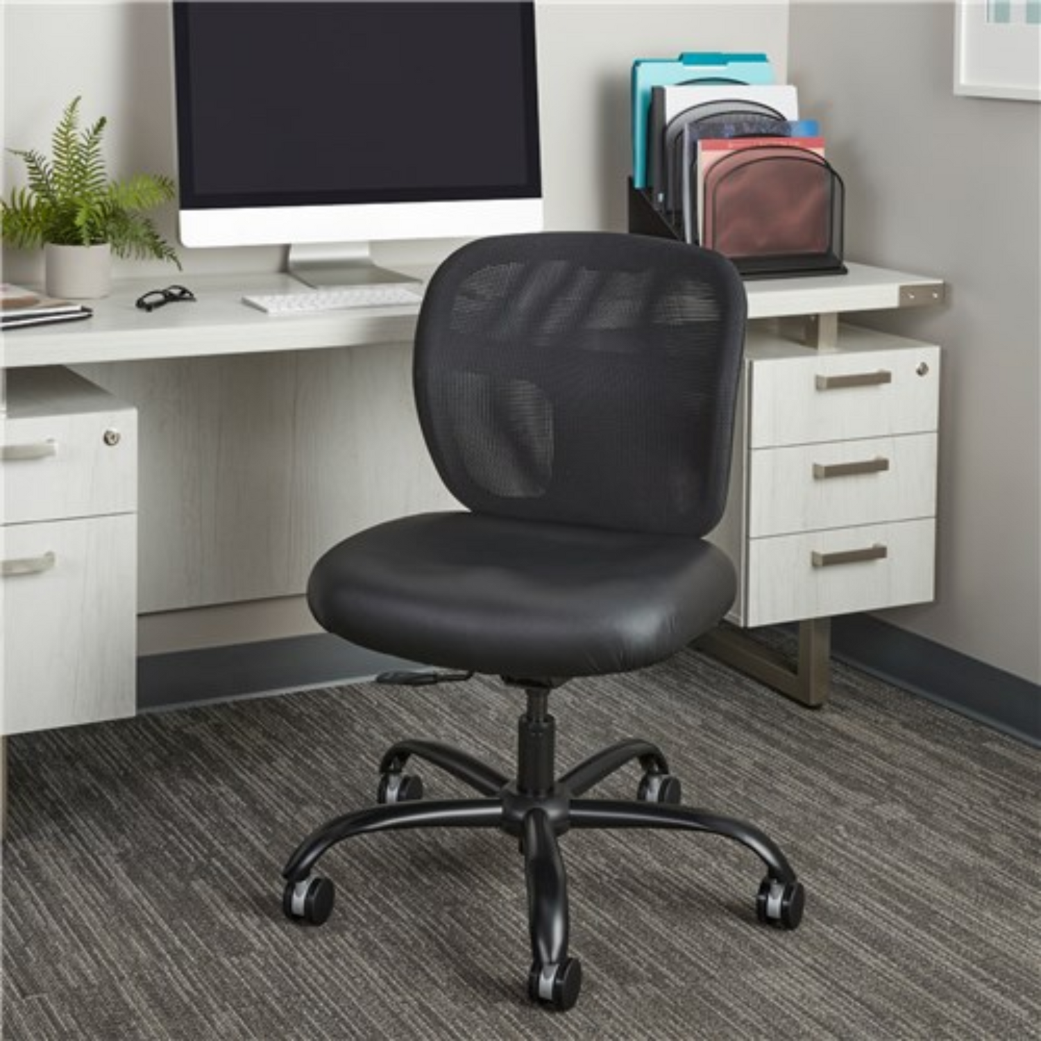 Safco-Vue-3397BV-mesh-task-chair-with-black-vinyl-upholstery