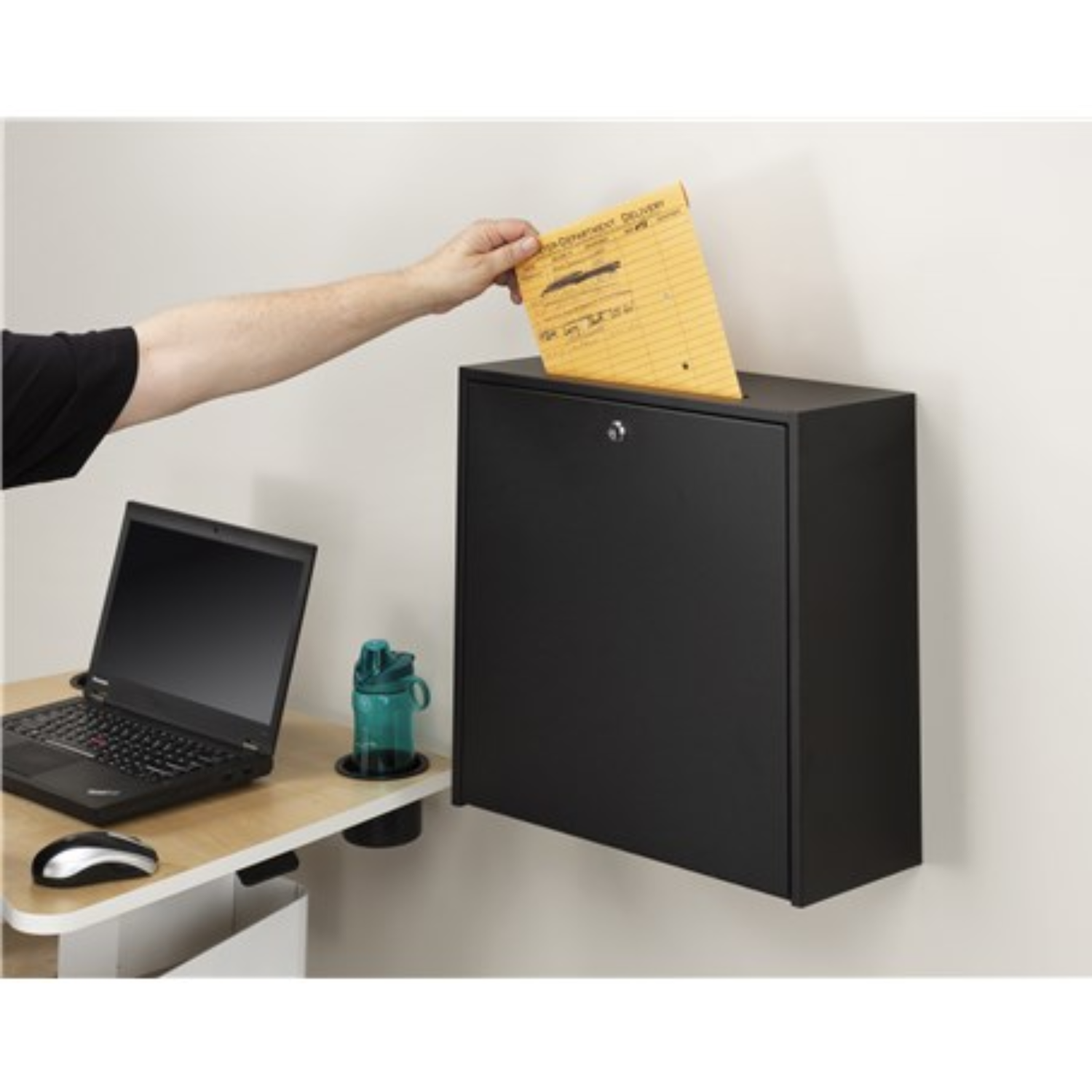 Safco-interoffice-mail-station-18in-x-18in-black-with-lock-4259BL