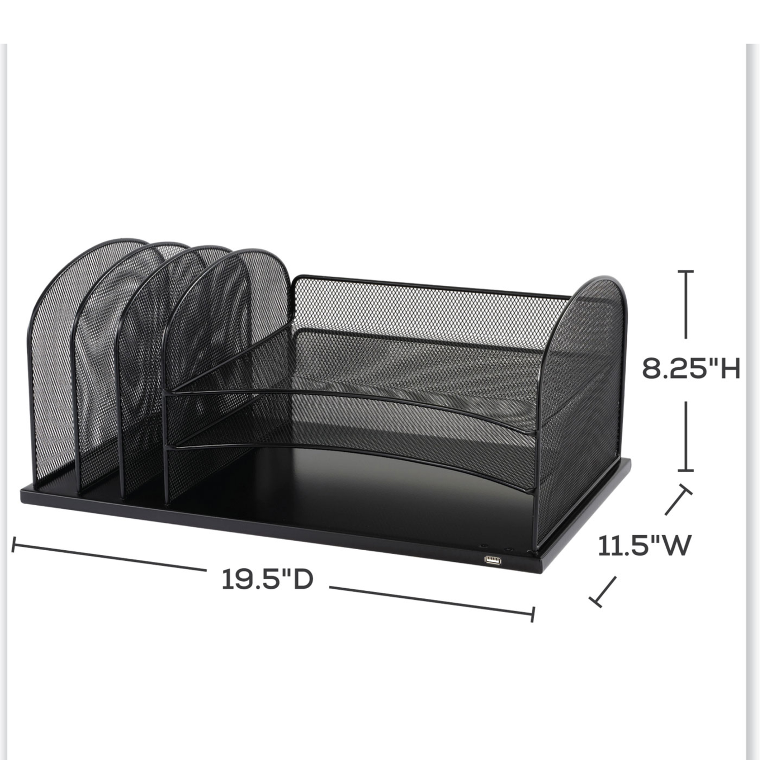 Safco-onyx-black-mesh-combination-file-holder-and-charging-station-3231bl