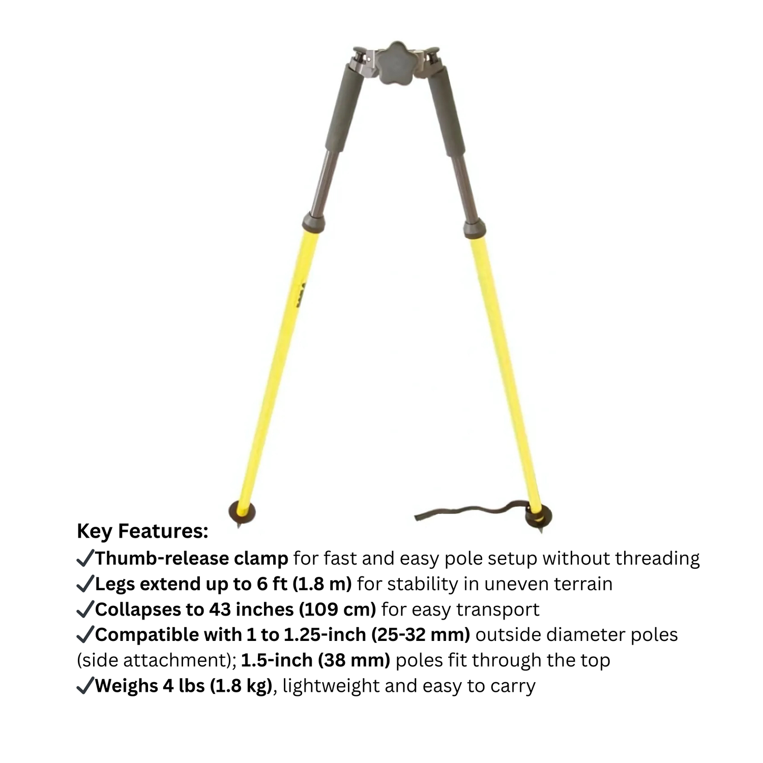 Seco-5217-04-FLY-Thumb-Release-Prism-Pole-Bipod-in-fluorescent-yellow