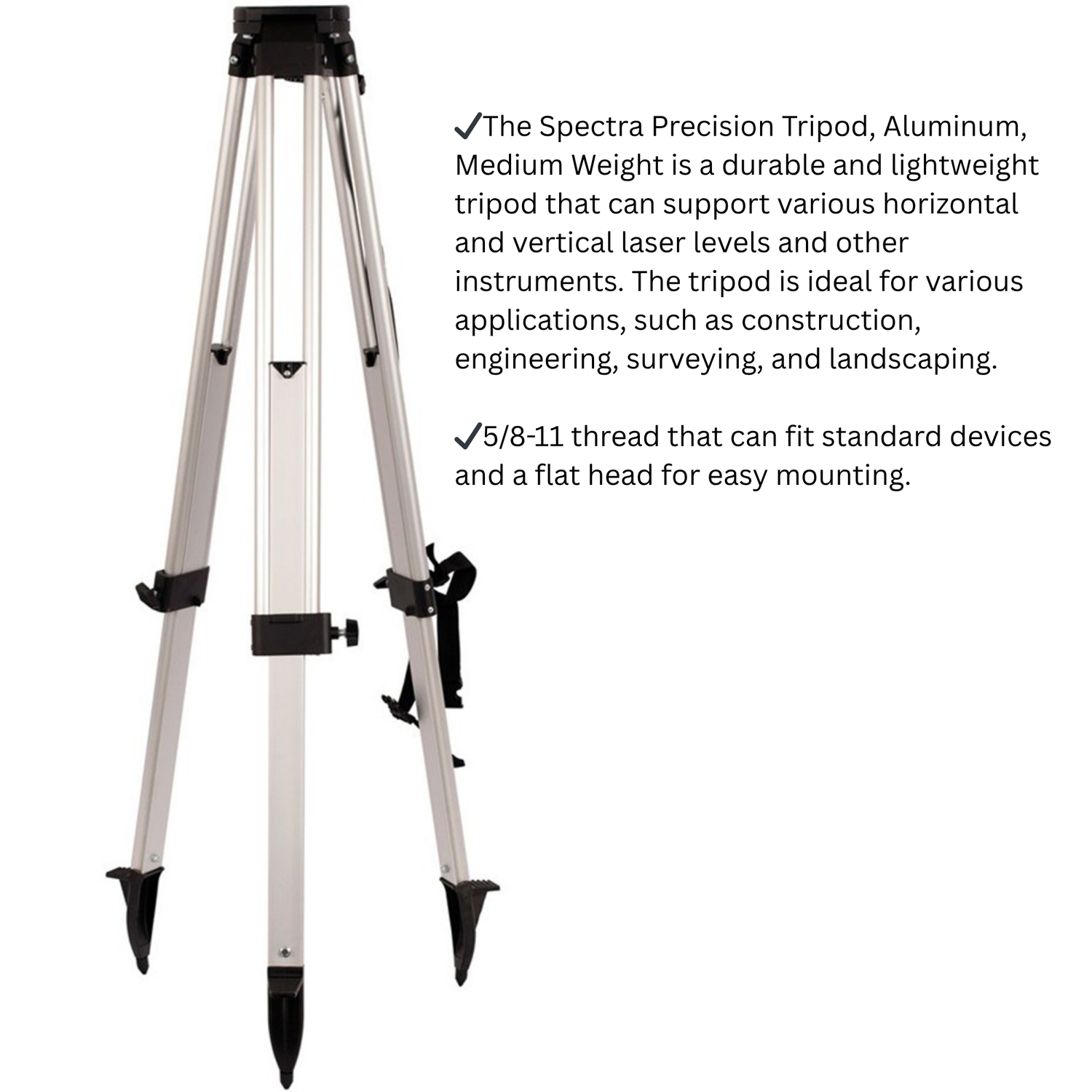 Spectra-Precision-5301-27-BLK-SP-Medium-Weight-Aluminum-Tripod