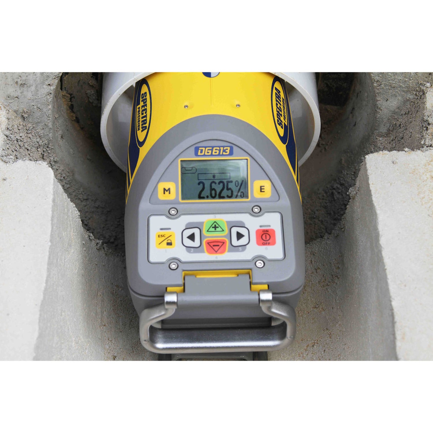 Spectra Precision DG613 Red Beam Pipe Laser, Vertical Pole on site