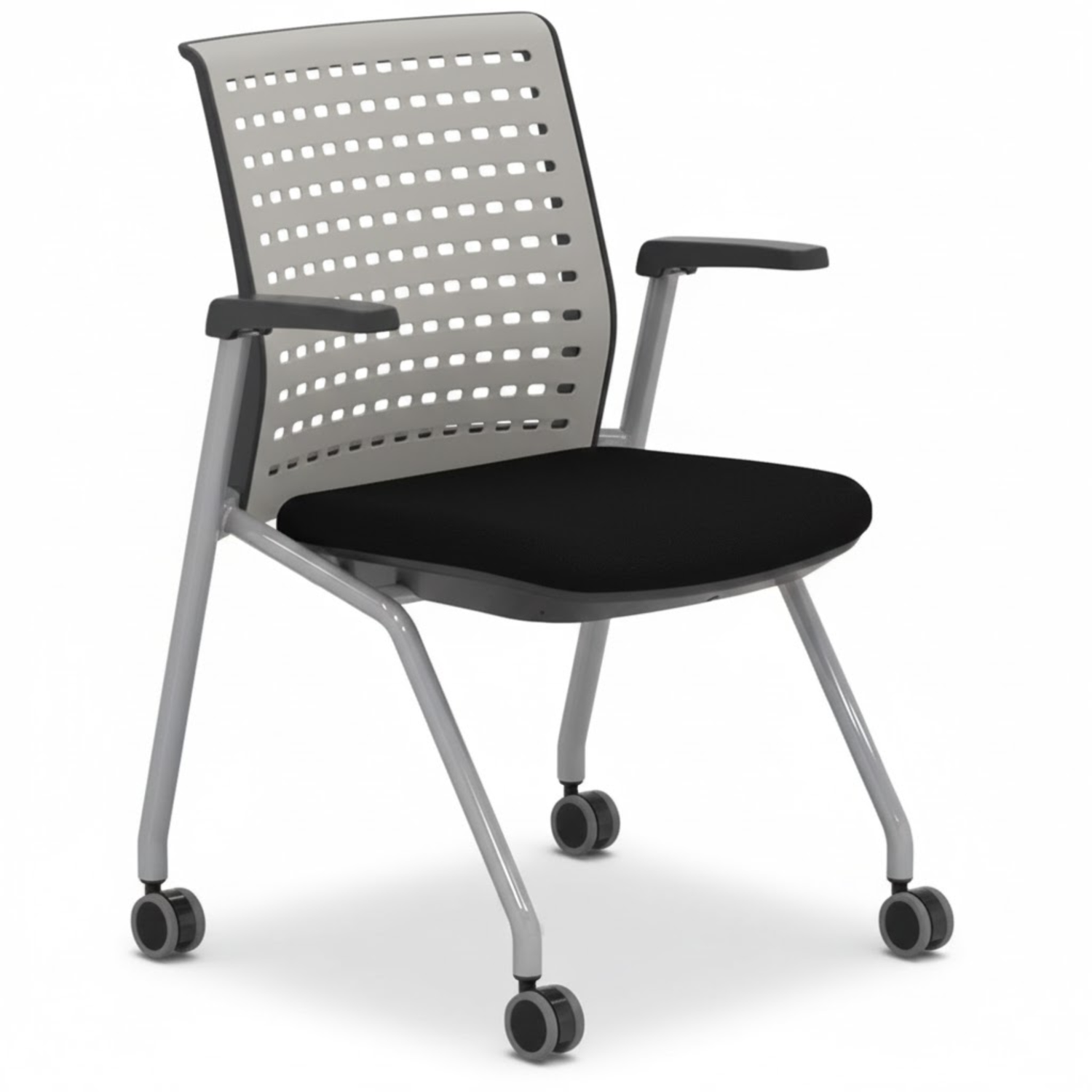 Stacking-Nesting-Chairs-Two-Pack-Safco-KTS1SGBLK-Black-Static-Back-with-Armrests