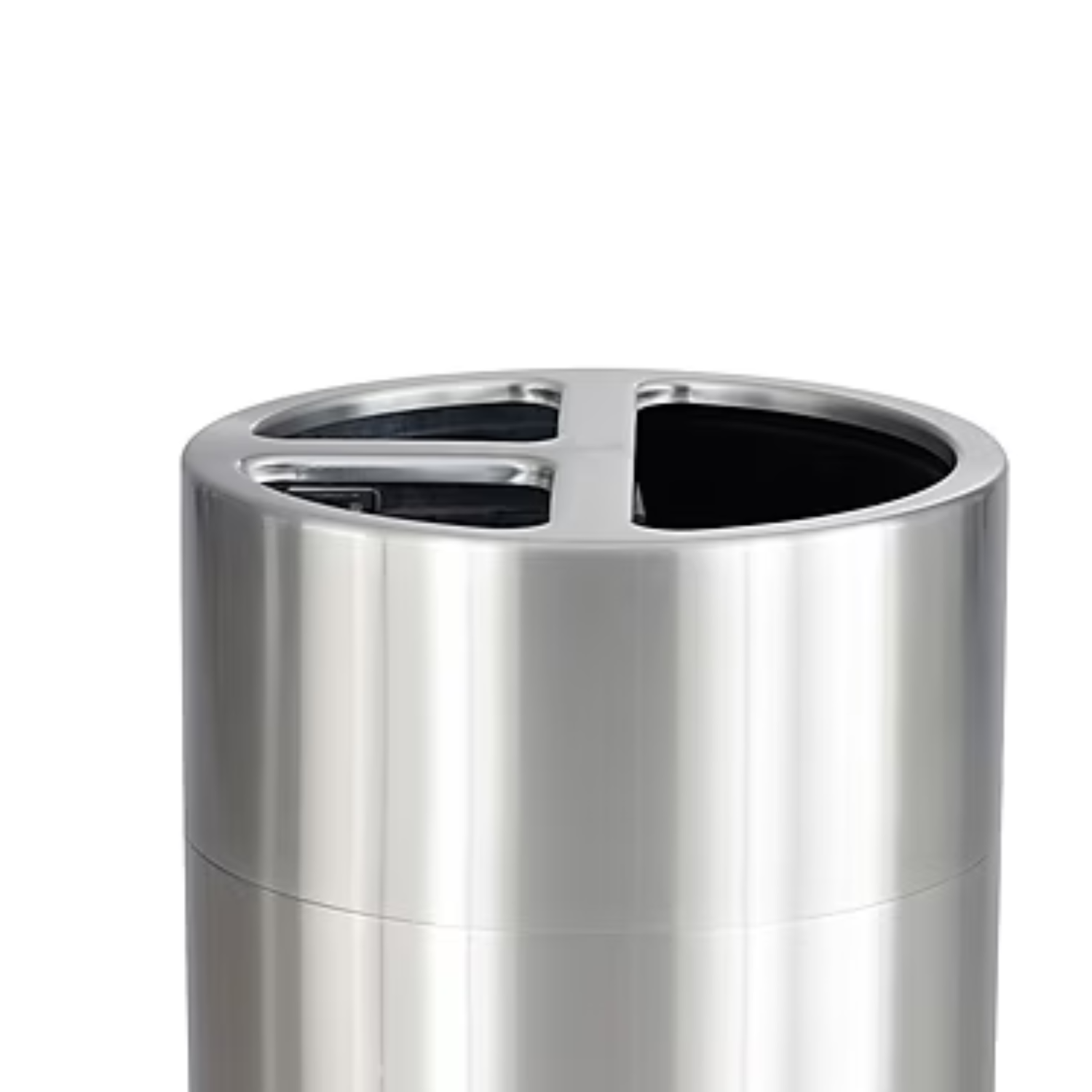 Stainless-Steel-Triple-Waste-Bin-40-Gal-Commercial-Recycling-Station