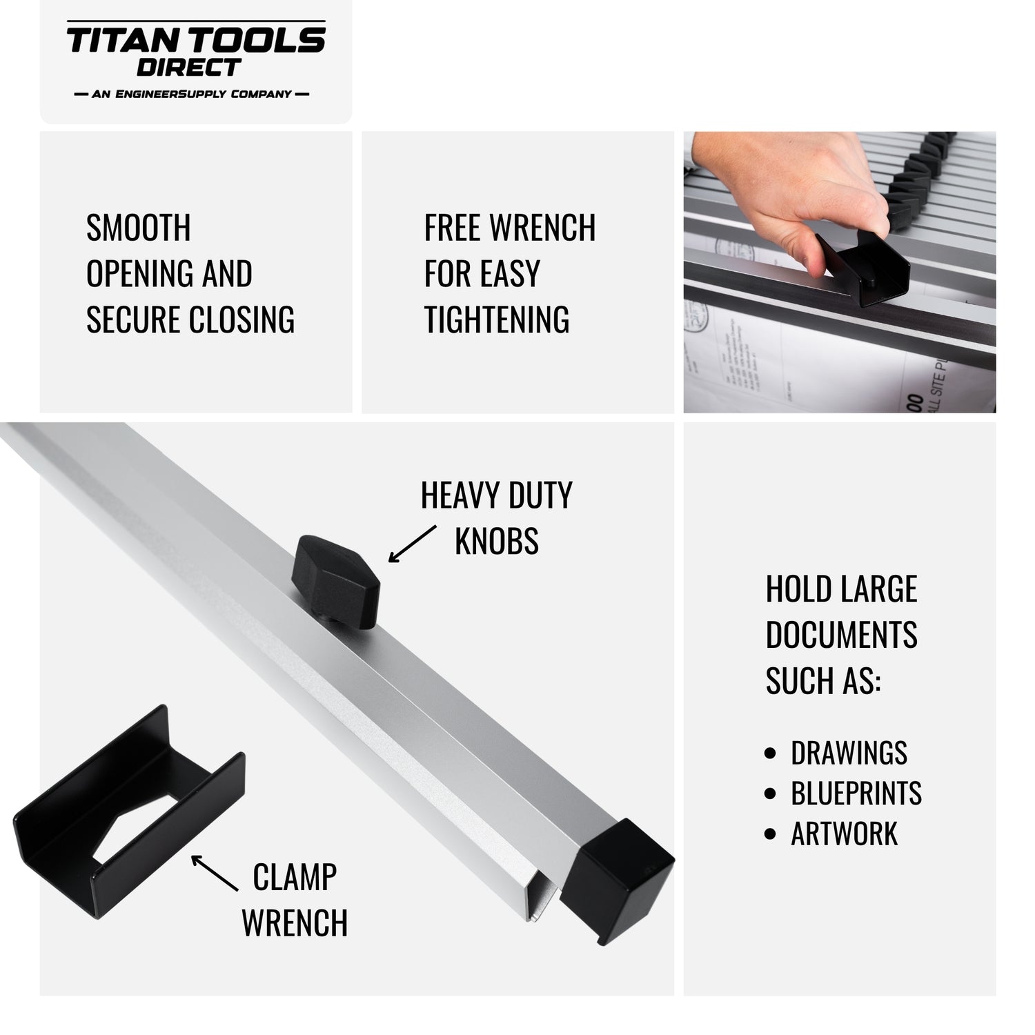 Titan-Tools-18in-Drawing-Clamps-6-Per-Carton-for-Plan-Storage