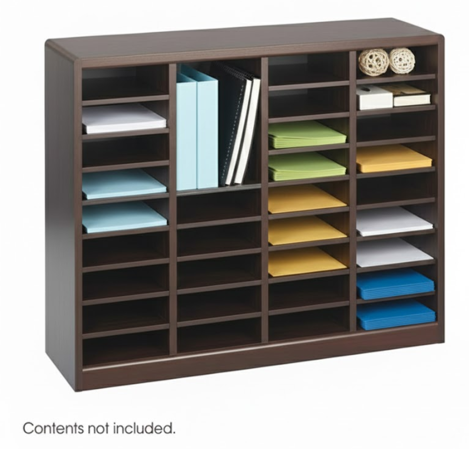Wood-36-slot-literature-sorter-mahogany-finish-Safco-9321MH-office-storage