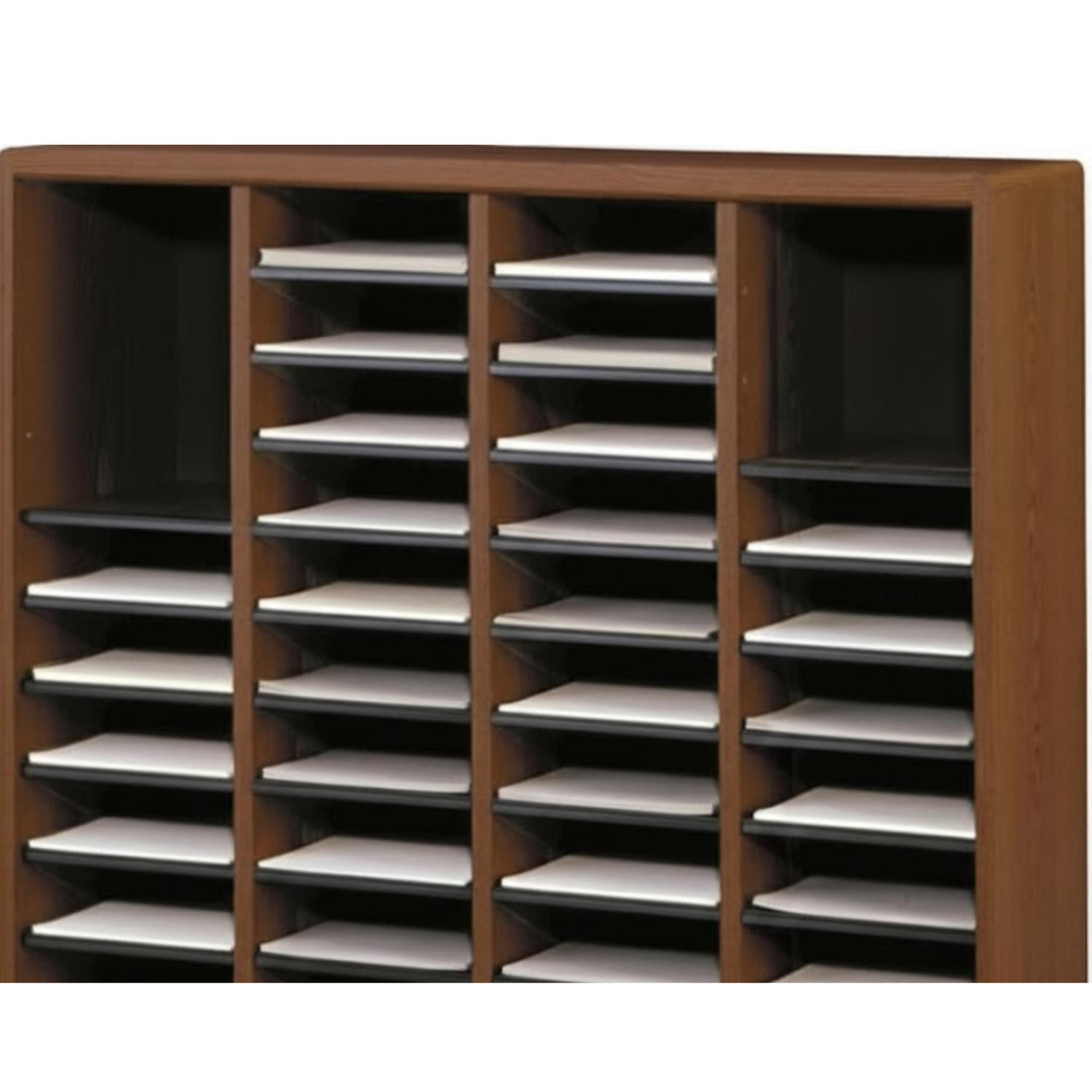 Wood-60-slot-literature-sorter-cherry-finish-Safco-9331CY-high-capacity-storage