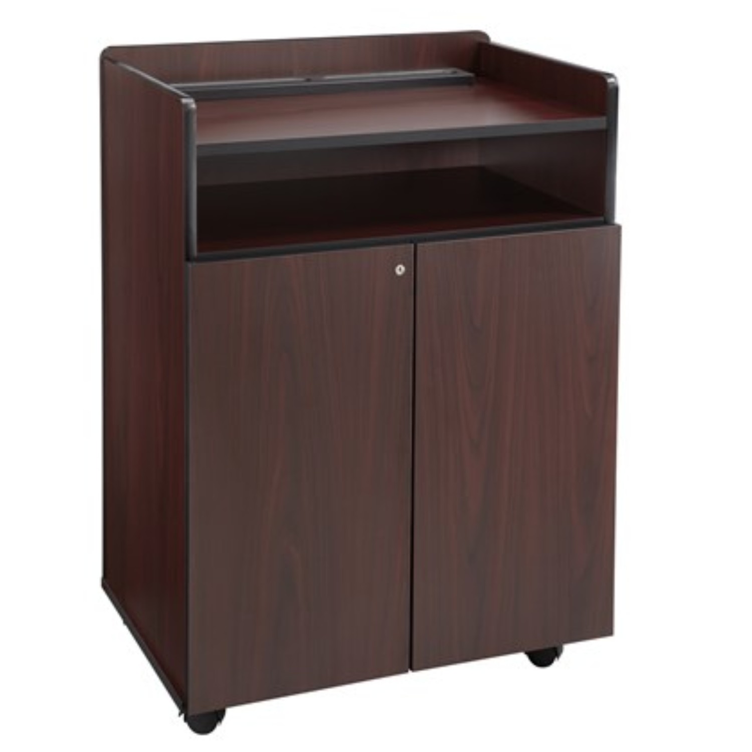 Wood-presentation-podium-Safco-Mahogany-8919MH-with-locking-cabinet-storage